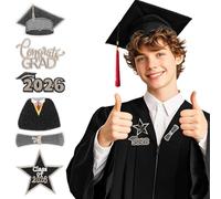 Holibanna 6 Pezzi Toppa Ricamata Termoadesiva, Patch Laurea 2026 in Poliestere, Design Oro, Cucibile e Applicabile a Zaini e Toga, la Classe 2026, Stagione di Laurea