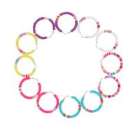 Holibanna 6paia Bohemian Open Hoop Earrings Geometric Polymer Clay and Vinyl Disc Beads Handmade Jewelry for Summer Style