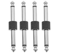 Holibanna Adattatore per spina audio da 4 pezzi - Adattatore per chitarra per cavo microfono e altoparlante - Connettore audio stereo da 6,35 mm a 6,35 mm per performance e uso in studio