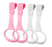 Holibanna Anelli Da Tirare Per Bambini, Set Da 4 Pezzi (2 Bianchi 2 Rosa), in Plastica Sicura, 20x9 Cm, Per Lettino e Recinto, Strumenti Per Allenamento Alla Camminata e Sviluppo Motorio