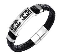 Holibanna Bracciale Acciaio Inossidabile Intrecciato Per Uomini Elegante Accessorio Pelle Con Chiusura Magnetica Design Vintage Per Ogni Occasione
