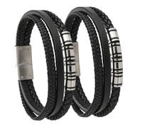 Holibanna Bracciale Intrecciato Multistrato Pelle e Acciaio Inossidabile Per Uomo Accessorio Elegante e Leggero Design Unico Per Ogni Occasione