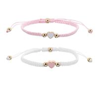Holibanna Braccialetti a Cuore per Coppie 2 Pezzi Braccialetti Regolabili Intrecciati a Mano in Corda Colorata Bianco e Rosa Accessori Romantici per Relazione e Amicizia