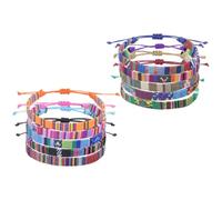 Holibanna Braccialetti Regolabili Intrecciati in Corda Naturale, Set da 10 Pezzi per Donna, Accessori Estivi in Stile Etnico per Spiaggia e Attività Ricreative