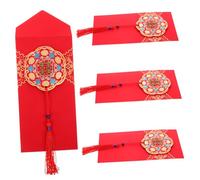 Holibanna Buste Rosse per Matrimonio Stile Cinese 4 Pezzi in Carta Resistente con Elementi Fortunati Cinesi Perfette per Regalo e Confezionamento Soldi