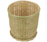 Holibanna Cestino di Bambù Intrecciato con Coperchio, 25x20, Verde | Stile Pastorale, Uso Multifunzione per Frutta, Verdure e Piccoli Oggetti, Aspetto Naturale