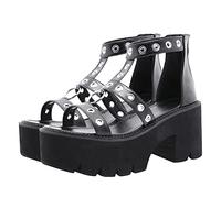 Holibanna Donne Romane Ritaglio Goth Della Piattaforma Sandali In Metallo Anello Grosso Tallone Pattini di Estate Sandali