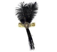 Holibanna Fascia Flapper Lunghezza Con Piumaggio e Nappa Fascia Anni Venti Per Donna Accessori Da Festa Del Tè e Cocktail Copricapo Eleganti Minimalista