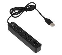 Holibanna Hub USB Multiporta Portatile 6+2 Porte Lettore Schede di Memoria, Splitter USB 2.0 per Computer, Cavo da 1 Metro, Accessorio Multifunzione per Workstation e Laptop, Nero, Abs