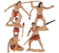 Holibanna Kit di 5 Pezzi Uomini Primitivi in Resina, Mini Modelli di Simulazione Realistici per Diorama e Ornamenti da Collezione, Scenari di Caccia e Vita Preistorica per Modellismo