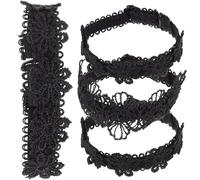 Holibanna Lacci Elastici per Tacchi Alti Donna 2 Paia in Pizzo Nero Design Semplice, Confortevoli e Antiscivolo, per Scarpe senza Cinturini e Uso Quotidiano
