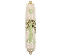 Holibanna Mezuzah Metallo Decorativa con Testo Sacro Ornamento per Porta Simbolo di Protezione e Fede Design Intricato per Ambienti Religiosi e Culturali