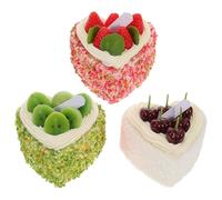 Holibanna Modello Torta Decorativa a Forma di Cuore 3 Pezzi, Dessert Artificiale Realistico per Decorazione Torte da Tavolo e Accessori per Feste, Cibo Finto per Arredamento Cucina