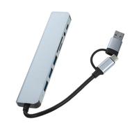 Holibanna Multifunzionale Cavo Caricabatterie Presa Doppio Adattatore Espansore Porti Wifi Wireless Porta Stazione Di Ricarica Multi Divisore Di Uscita Tappo Metallo Silver