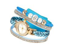 Holibanna Orologio Da Donna Con Pietre Decorative, Cinturino Intrecciato Blu, Movimento Al Quarzo Di Precisione, Catena Da Polso Decorativa, Per Regalo e Uso Quotidiano Elegante