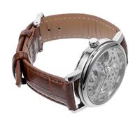 Holibanna Orologio Meccanico Da Winner 036 Con Rotondo Scavato e Cinturino Regolabile in Pu (Marrone)