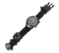 Holibanna Orologio Multifunzionale Da Montagna Con Termometro e Bussola Cinturino in Paracord Resistente Per Escursionismo e Attività Outdoor Nero