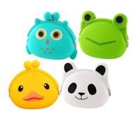Holibanna Portamonete in Silicone Design Cartone Animato, Set da 4 Pezzi, Porta Monete e Sacchetti per Auricolari, Pratico e Resistente per Chiavi e Accessori Stili multipli