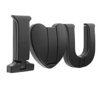 Holibanna Set 1 Gancio da Muro Pieghevole in Lega di Alluminio Nero a Forma di Cuore e Lettere e U, Pratico per Asciugamani, Cappotti e Decorazioni Dietro la Porta