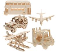 Holibanna Set di 5 Puzzle in Legno da Assemblare, Fai-da-te 3d, Materiale Legno Khaki, Sviluppa Consapevolezza Spaziale e Capacità Cognitive, Regalo