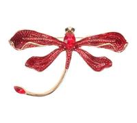 Holibanna Spilla a forma di libellula per San : spilla a forma di libellula con strass - da bavero a di insetto rosso per donna - decorativa ispirata alla natura per donna