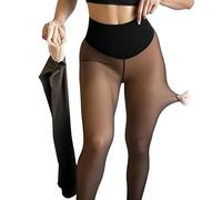 Holibao Nuova fascia di compressione e un'opzione di cucitura, i leggings originali magici foderati in pile modellanti con una sola cucitura,Collant caldi a gamba nuda taglie forti,Collant a