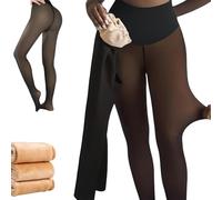Holibao Nuova fascia di compressione e un'opzione di cucitura, i leggings originali magici foderati in pile modellanti con una sola cucitura,Collant caldi a gamba nuda taglie forti,Collant a