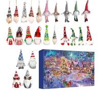 Holiday 24-Day Christmas AdventCalendar, Classic Countdown Calendar with 24 Plush Gnome Pendenti, Fun Collectible Decoration Set for Christmas Tree Room Wall Fireplace Display