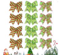 Holiday Candy Bows | 12 Pieces Cute Christmas Decorations For Porch Backyard Garland Indoors Party Tree Wreath Outdoors | VChristmas Bow | Easy To Fit On Doors, Porches, Trees, Or Garlands.