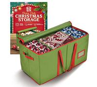 Holiday Cheer Contenitore per palline di Natale di alta qualità, perfetto per decorazioni natalizie e ornamenti, adatto per 128 ornamenti natalizi, tessuto antistrappo (verde)