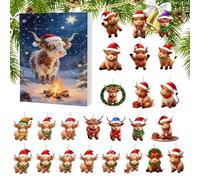 Holiday Christmas Advent - 24-Day 2d Acrylic Decorative Ornament for Children, Youth with Countdown Display Function, Festive Calendar for Family Girls Boys Party Fun Activity, Durabled