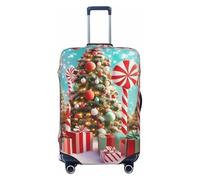 Holiday Christmas Candy Wonderland - Copertura elastica da viaggio per valigie, con stampa, antigraffio, Nero , M