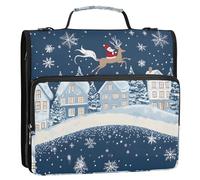 Holiday Christmas Village - Raccoglitore a 3 anelli con cerniera, con tracolla e manico, per scuola e ufficio