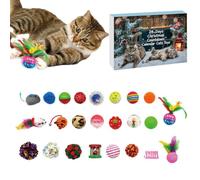 Holiday Countdown 24 Days Cat Ball Teaser Toys Indoor Pet Advent Set