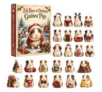Holiday Countdown Calendar, 24 Day Cute 2D Acrylic Guinea Pigs Ornaments