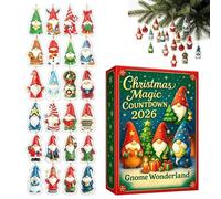 Holiday Countdown Calendar, 24 Days 2D Acrylic Gnome Ornament, Home 150g
