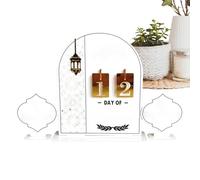 Holiday Countdown Calendar - Middle Eastern Festivals Decor, Advent Acrylic Tabletop Ornament, Home Desk Mantel Shelf Dining Table Supply, Gold Mirror Finish Moon Star Prayer Reminder