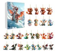 Holiday Countdown Calendars - Christmas Trees, Dinosaur Pendant Ornament, 2d Decorative Hanging Accessory, Lightweight Cute Party Favor | Festive Decoration for Car Interior Backpack Living Room