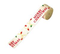 Holiday Craft Ribbon - Christmas Wrapping Decoration for Gift Ideas | Polyester Fabric with Printed Pattern, 2.2 Yards Long Festive Trim, Bow Making Supply for Wreath Door Tree