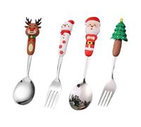 Holiday Cutlery Set, Stainless Steel Forks and Spoons, Christmas Flatware