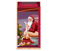 Holiday Door Cover - Christmas Door Cover - Front Door Cover per feste festive Home Decor - Christmas Party Supplies for Door Window 32x59 Inches - Christmas Door Cover