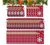 Holiday Fabric Pouches, Fifty Piece Festive Drawstring Pouch, Christmas Wrapping Goody Bag, Adults Lovers Family Friends Boys, Quick Gift Packaging Solution, Reusable Favor Container