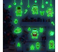Holiday Fun Glow in the Dark Natale PVC Wall Stickers Set per bambini, include autoadesivi con personaggi stagionali popolari come Babbo Natale e pupazzi di neve