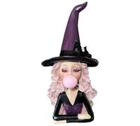 Holiday Gothic Resin - Witch Blowing Bubble Gum Statue | Gothic Resin Art,bow Witch Resins,holiday Gothics Sculpture Collectible Dark Fantasy Ornament For Tabletop Shelf Desktop Mantel Bedroom