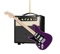 Holiday Guitar Ornament - Christmas Tree Accent | Lightweight Resin Build with Secure Hook Function, Seasonal Decor Category Item, Party Mantel Window Desk Styling Application