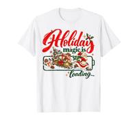 Holiday Magic Is Loading Babbo Natale Albero di Natale Slitta Umorismo Maglietta