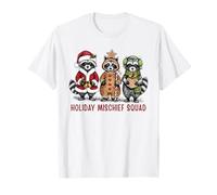 Holiday Mischief Squad Raccoon Natale Famiglia Corrispondenza Maglietta