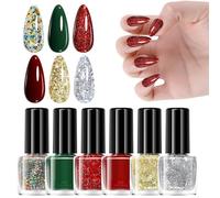 Holiday Nail Polish Set - Christmas Gel Nail Polish,6-Color Quick Dry Beauty Supplies For Holiday Festival Manicure Salon Home Travel Wedding Bridal Spa Grooming Party Summer