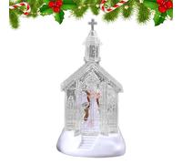 Holiday Night Light House - Mini Edificio Di Natale Bianco In Legno Con Illuminazione A LED Calda, Arredamento Del Ramoscello Di Betulla | Snow Globe A Batteria Ornamento Di Santa Per La Festa Della C