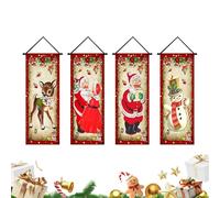 Holiday Porch Sign - Christmas Door Banner, Santa Snowman Elk Decoration | Bright Festive Design, Perfect for Seasonal Outdoor Displays, Ideal for Balcony, Wall, Window